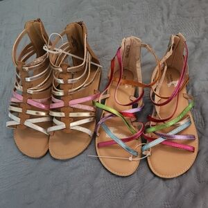 NEW 2 Pair Tucker + Tate Pink/Gold Strappy Sandals, Harper Canyon Gladiator SZ 5